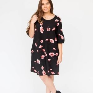 🌲{4 for $20} Black & Pink /Mauve Floral Dress Med